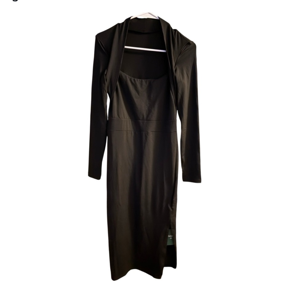 Halara Long Sleeve Built-In Shrug Midi Dress - Picture 2 of 2